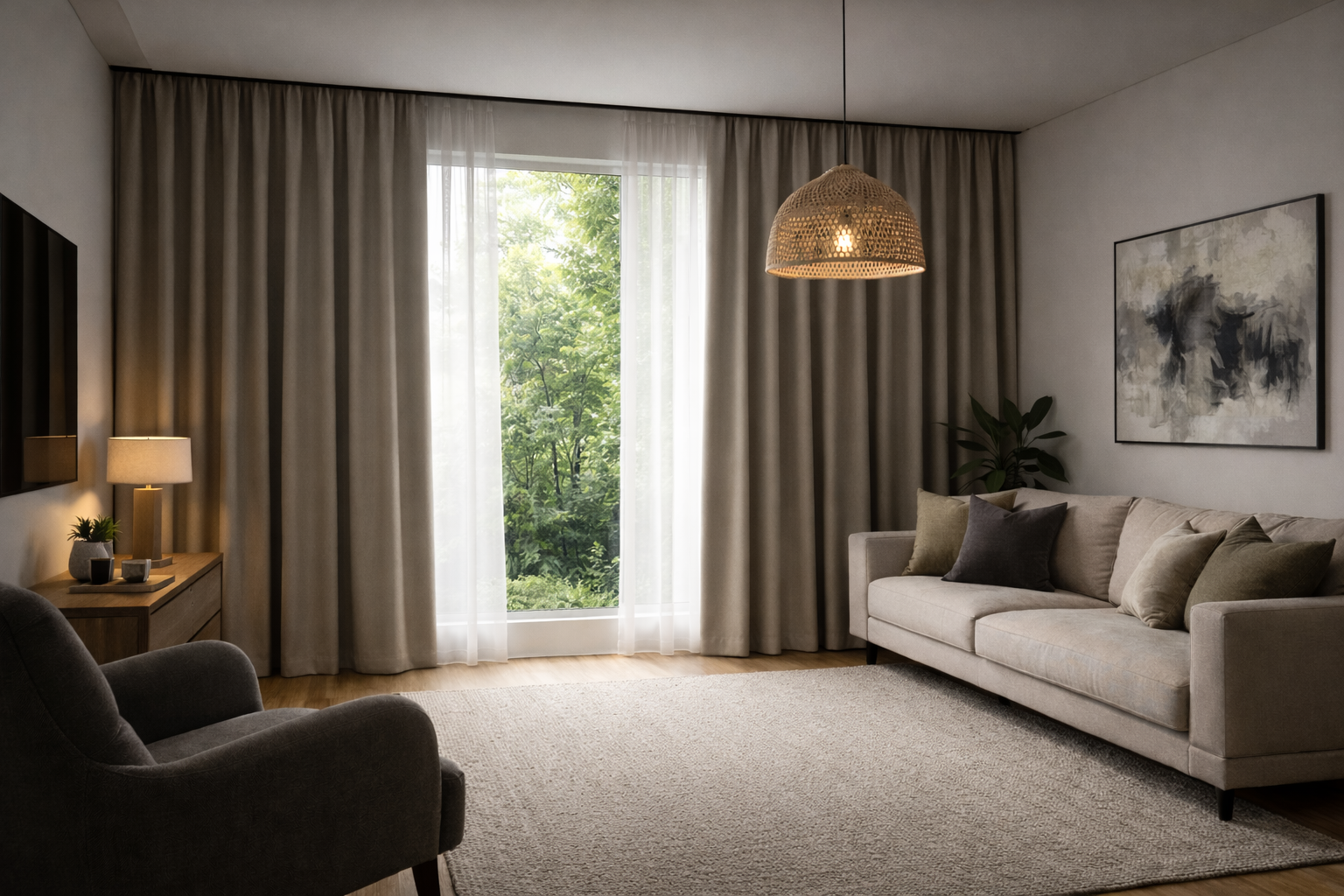 Dimout curtain fabric